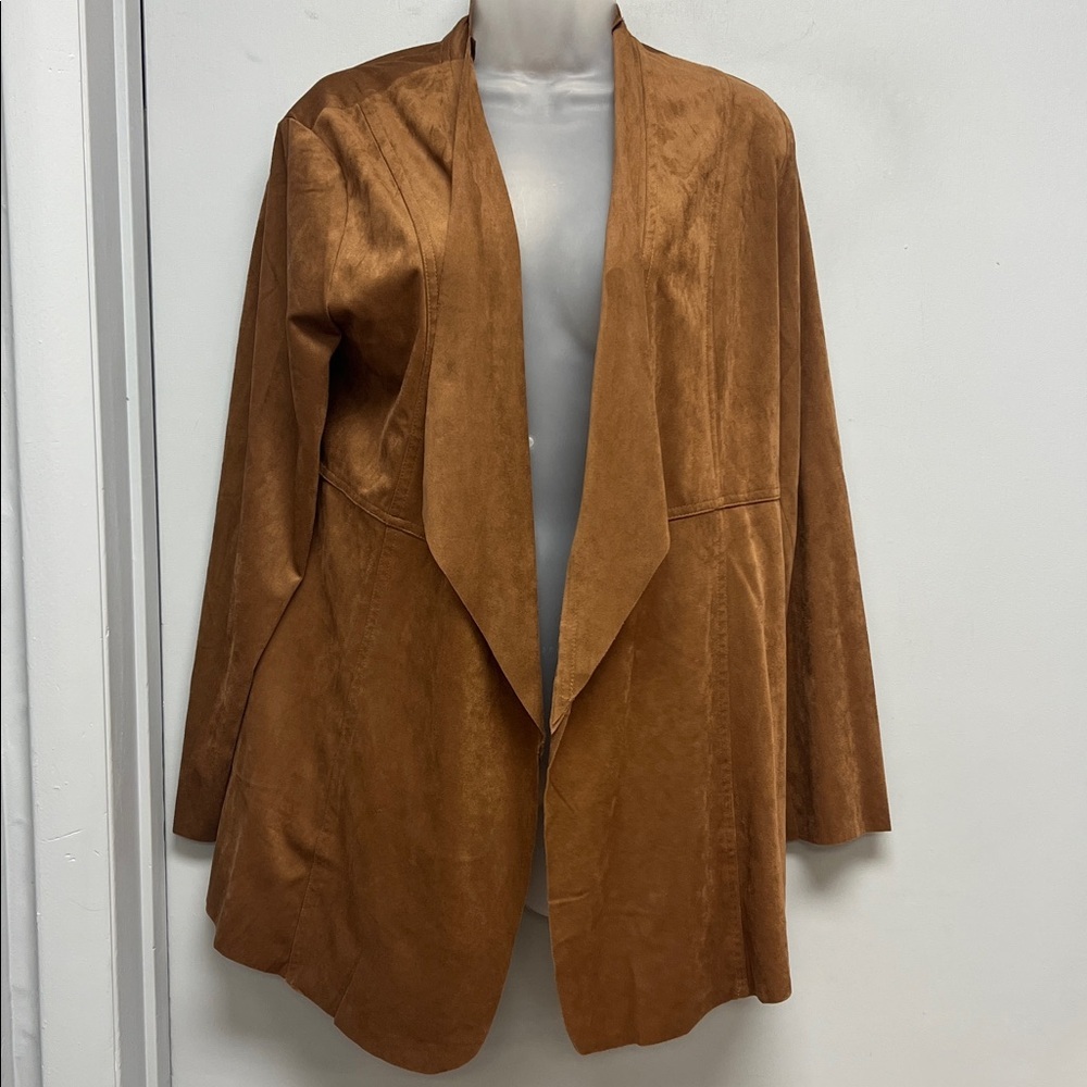 Simply Noelle Faux Suede Open Front Jacket – L/XL – NWT